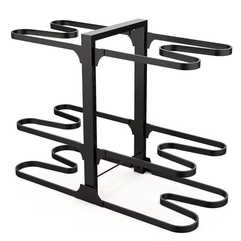 6-Tier Adjustable Pot &amp; Pan Lid Organizer – Black Metal