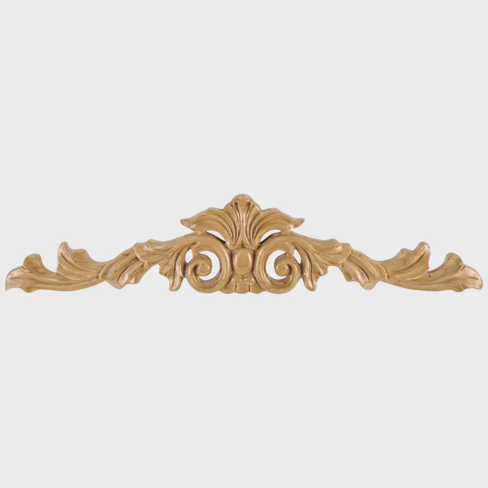 Acanthus Onlay, Dimensions: 15-1/4&quot; W x 1/2&quot; D x 3-1/4&quot; H, Species: Rubberwood
