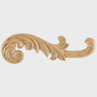 10-3/8&quot; W x 1/4&quot; D x 3-1/4&quot; H Right Curved Acanthus Appliqué