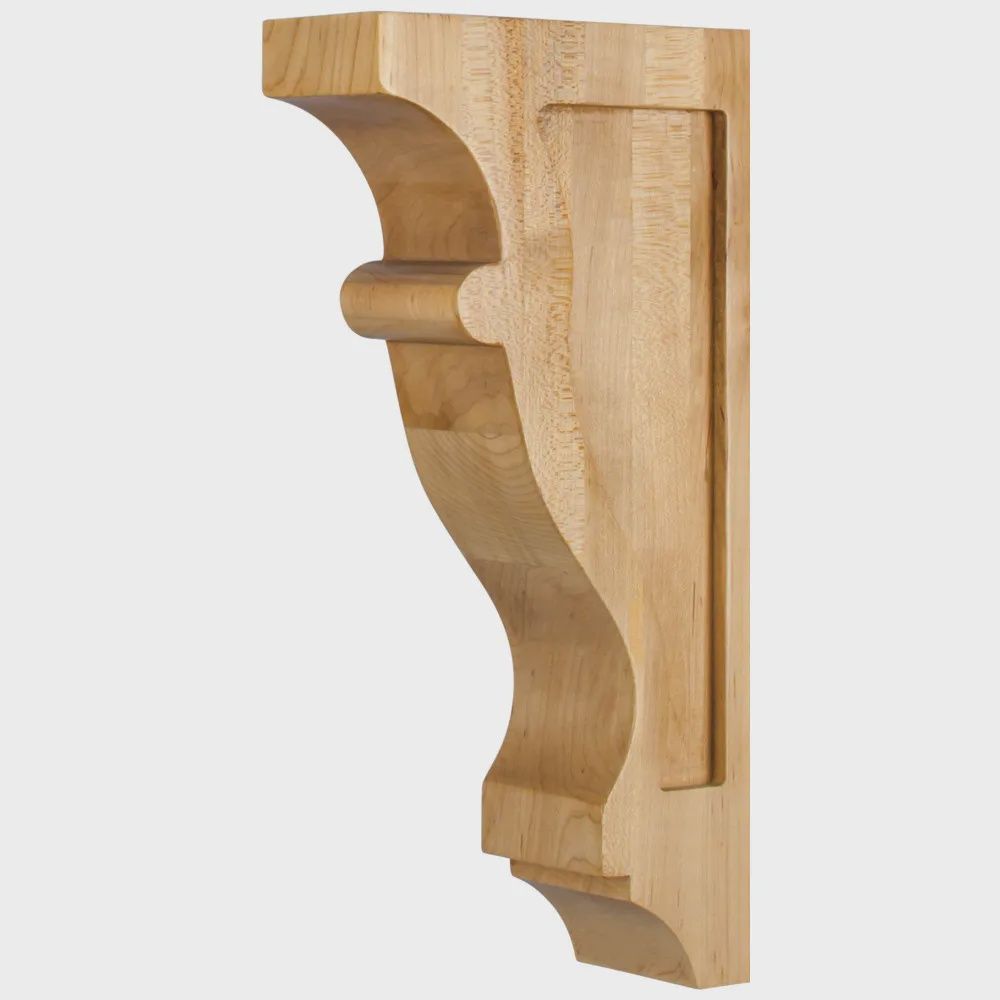 Contoured Curve Corbel, Dimensions: 2-1/2&quot; W x 6&quot; D x 12&quot; H, Species: Rubberwood