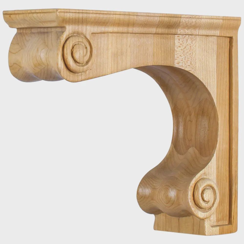 Range Hood Corbel, Dimensions: 2-11/16&quot; W x 8&quot; D x 7&quot; H, Species: Rubberwood