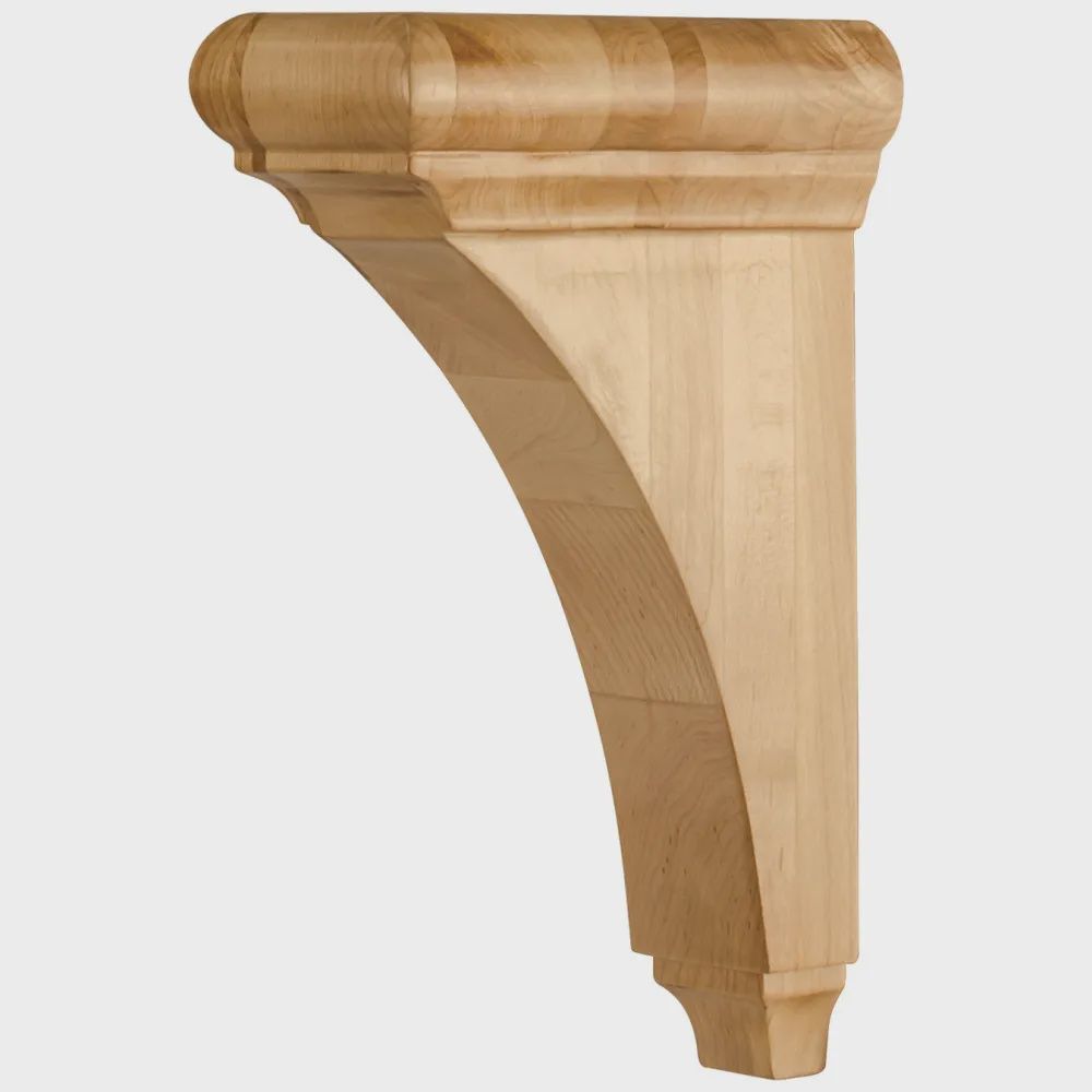 Minimal Bullnose Cap Corbel, Dimensions: 3&quot; W x 6-1/2&quot; D x 10&quot; H, Species: Rubberwood