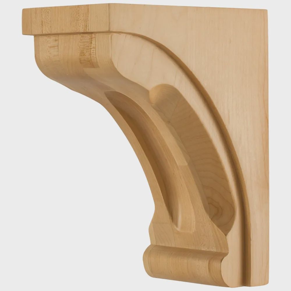 Scooped Detail Corbel, Dimensions: 4&quot; W x 6&quot; D x 8&quot; H, Species: Rubberwood