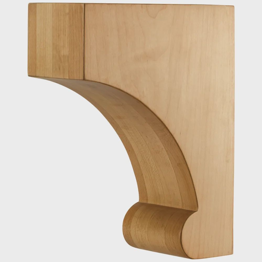 Contemporary Bullnose Cove Corbel, Dimensions: 3&quot; W x 6&quot; D x 8&quot; H, Species: Hard Maple