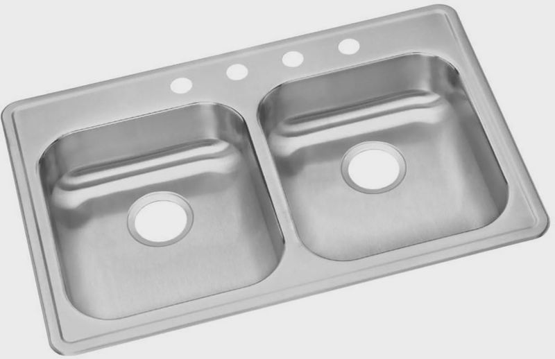 33" Drop-In Double Bowl Stainless Steel Sink