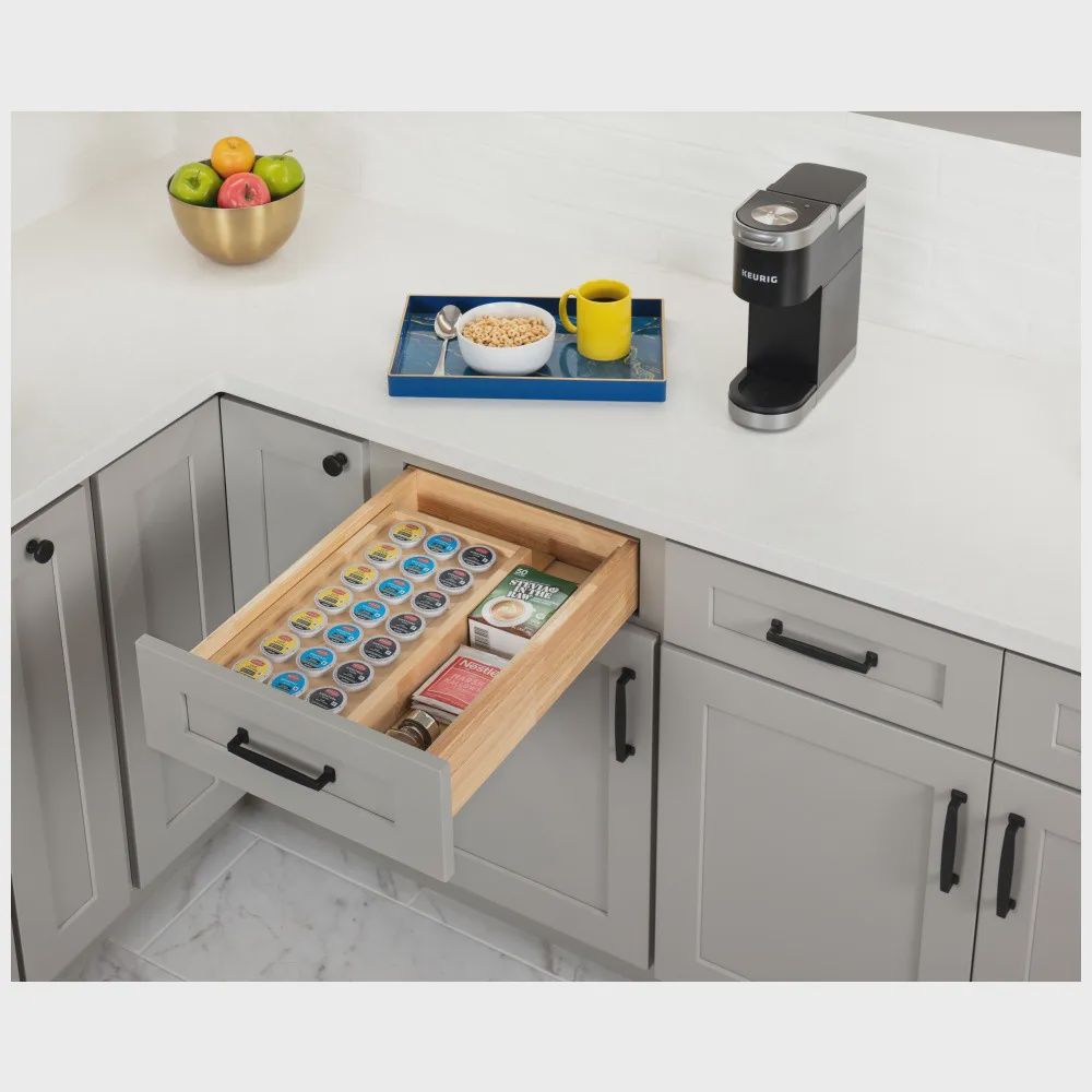 Adjustable Drop‑In Coffee Pod Drawer Insert, Size: 18" Base