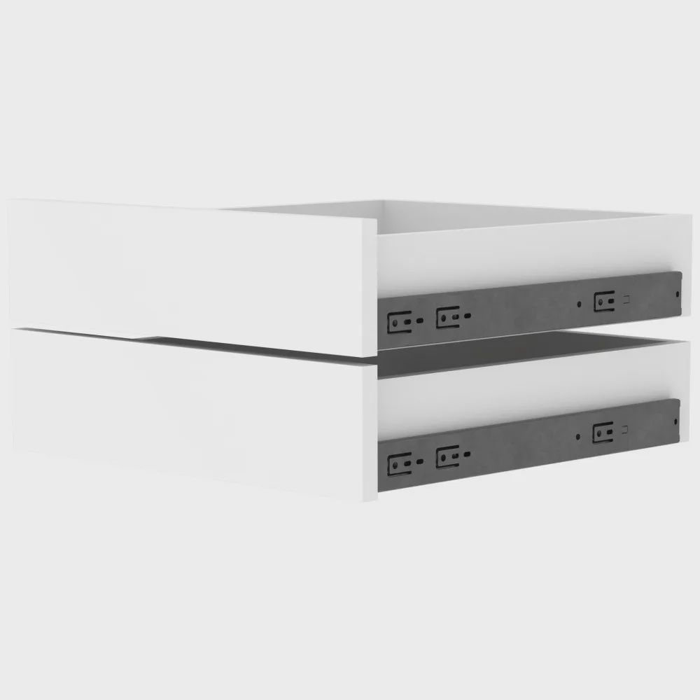 Small Drawer Box, 2‑Pack, 4"H x 20"D, Finish: White, WIDTH: 18"