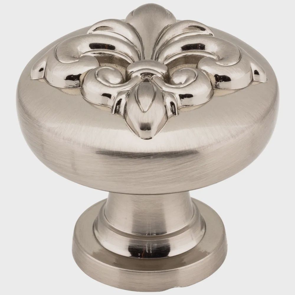 1-3/8" Diameter Fleur-de-lis Lafayette Cabinet Knob, Finish: Satin Nickel