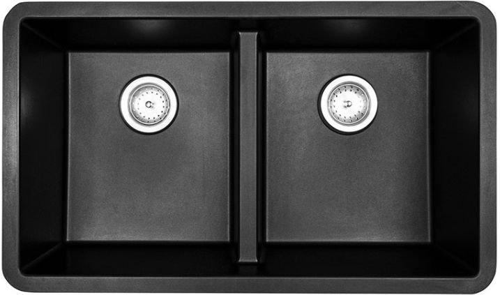 Black Quartz 50/50 Double Bowl Undermount Sink