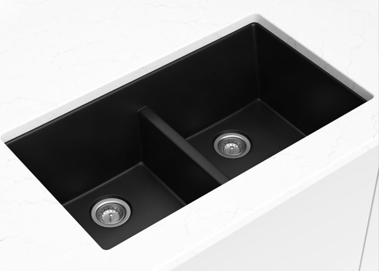 Black Quartz 50/50 Double Bowl Undermount Sink
