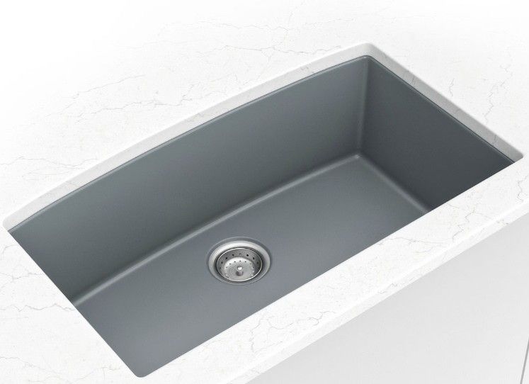 Grey Quartz Single Bowl Undermount Sink