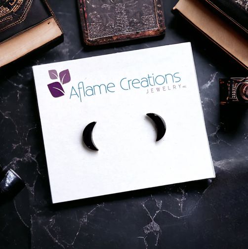 Tiny Moon Stud Earrings