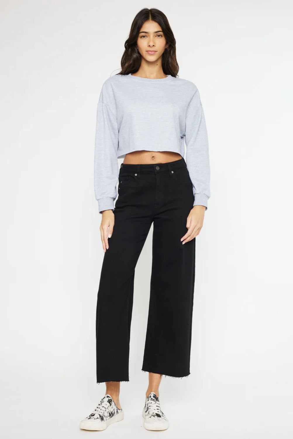 Daniella High Rise Crop Wide Leg Jeans