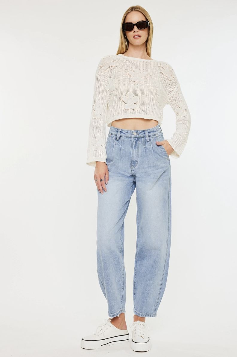 Sally Pleated Barrel Jeans
