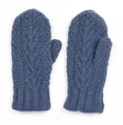 Willow - Wool Knit Mittens, Colour: Bluebell