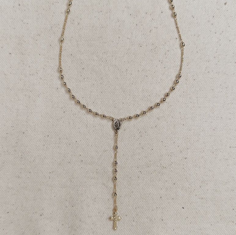 18k Gold Filled Traditional Rosary Necklace
