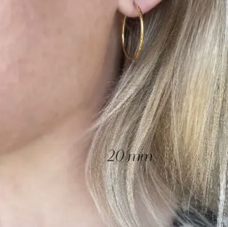 18k Gold Filled Endless Hoop Earrings Gold Hoops, Size: 20mm