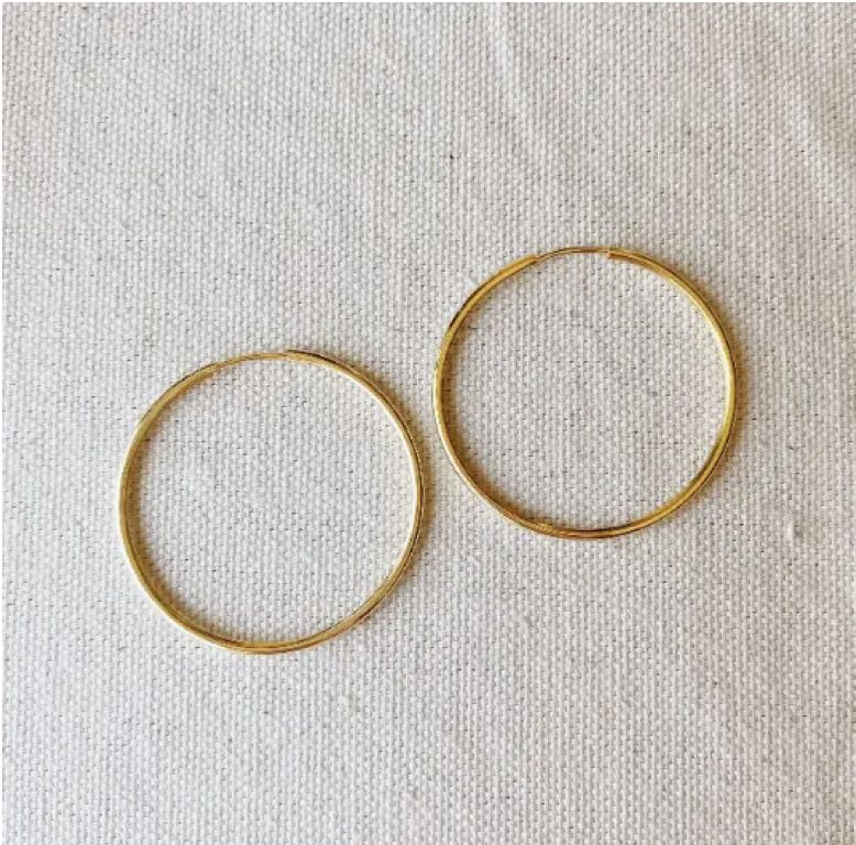 18k Gold Filled Hollowed Endless Continuous Hoop Earrings