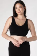 Essential V-Neck Bamboo Bralette, Colour: Black, Size: S