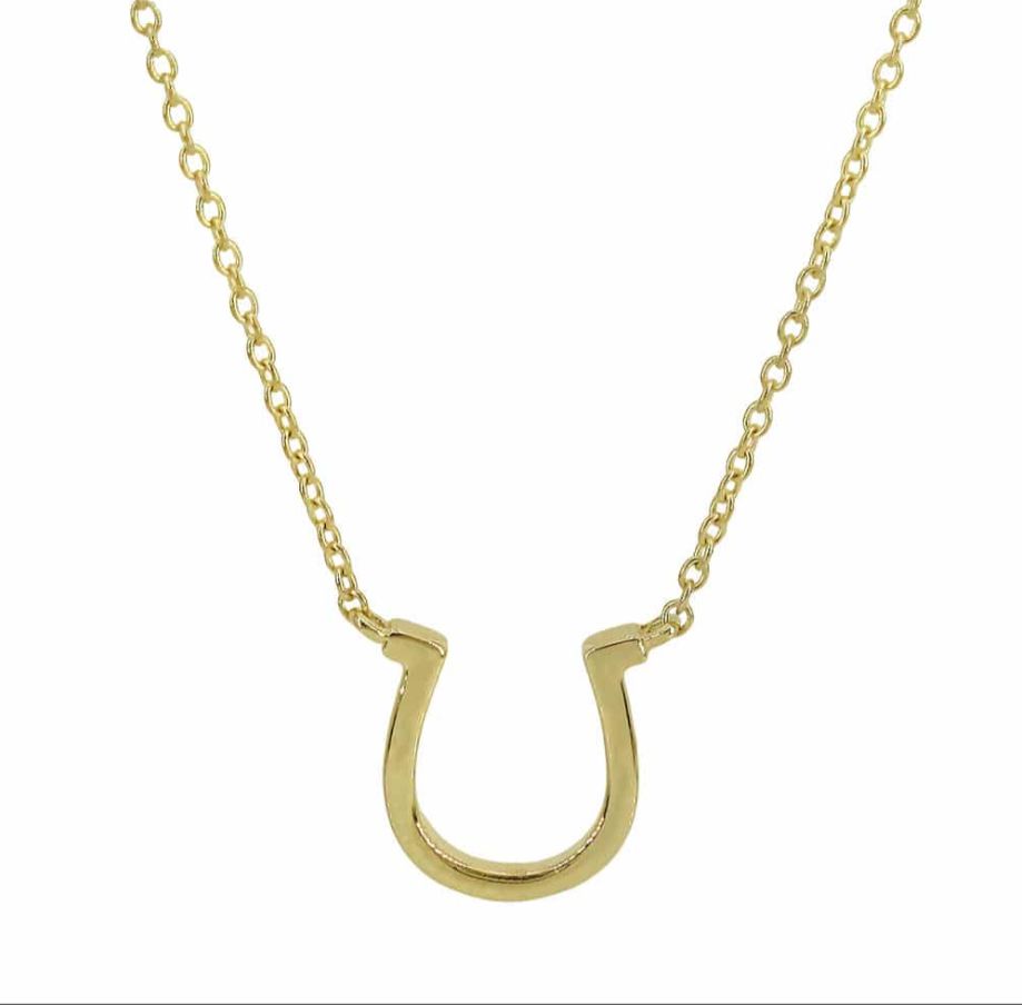 10kt Horseshoe Charm Necklace / 16"