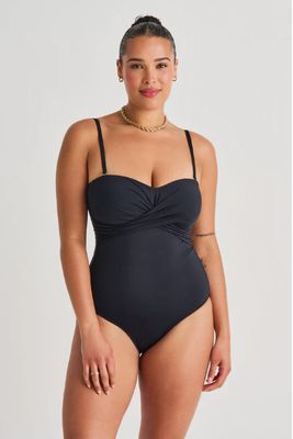 Front Twist Bandeau One-Piece - BLACK