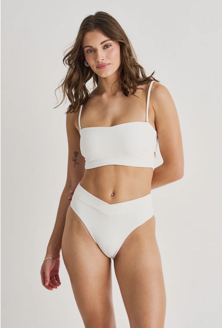 Open Back Cut-Out Bandeau - True White