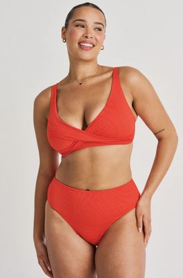 Textured Retro Waist Bottom - Warm Red