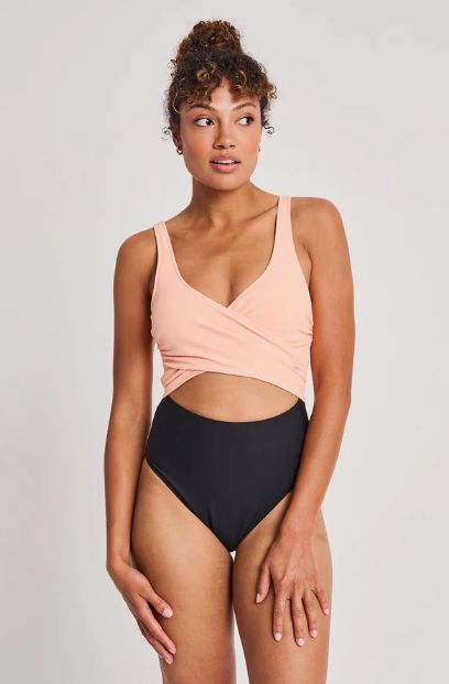 High Leg Wrap One-Piece - Summer Peach