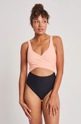 High Leg Wrap One-Piece - Summer Peach