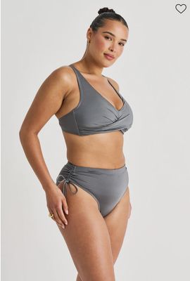 Shirred Retro Waist Bottom - Charcoal Mist