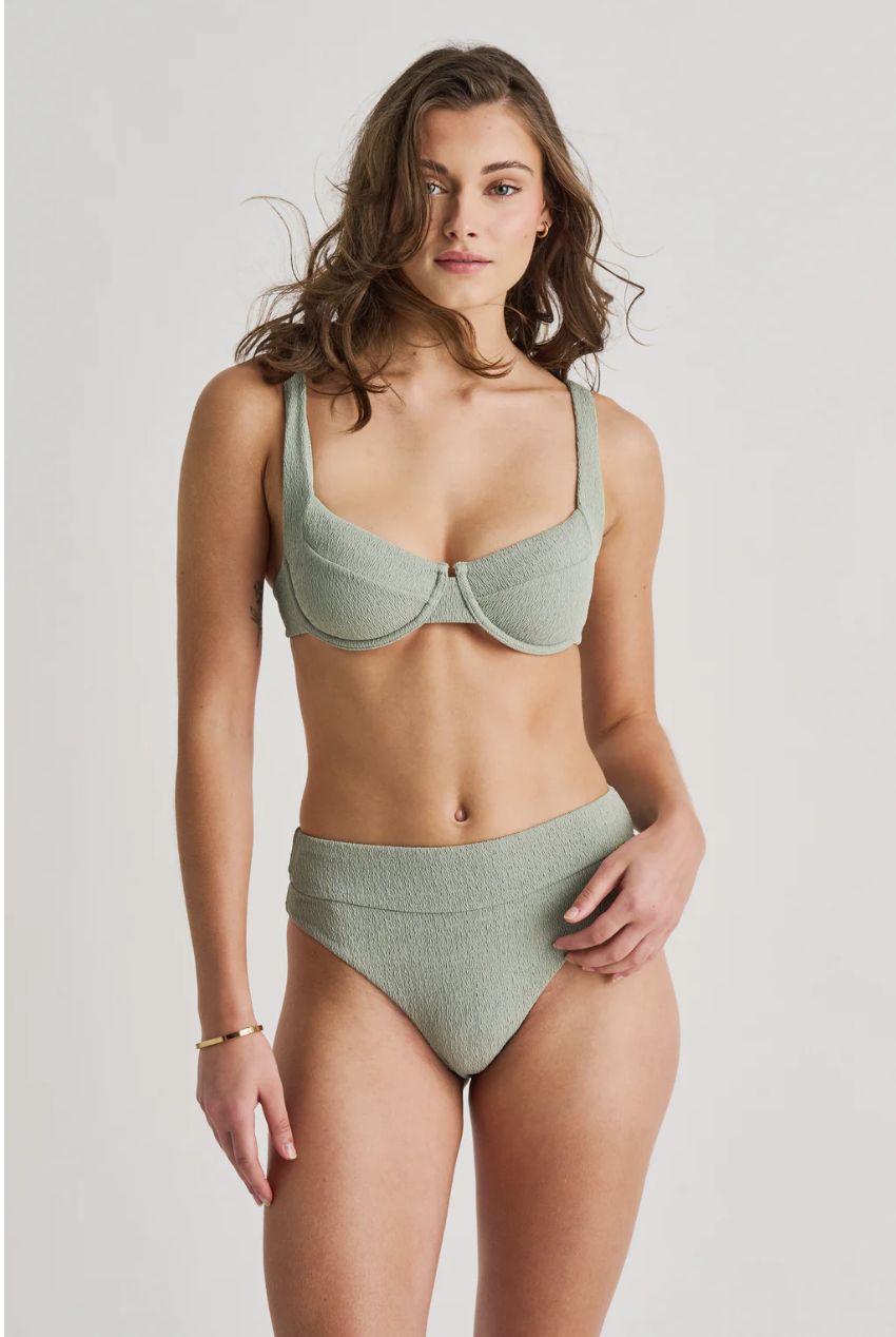 Textured Underwire Bikini Top - Iceberg Green