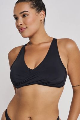 Wrap D-Cup Crop Top - Black