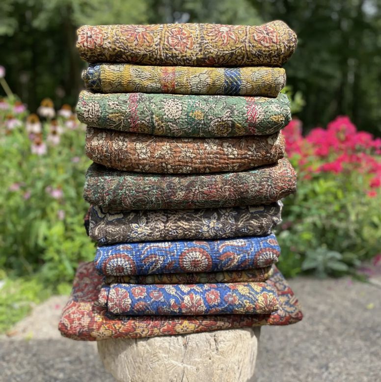 Block Printed Kantha Quilt