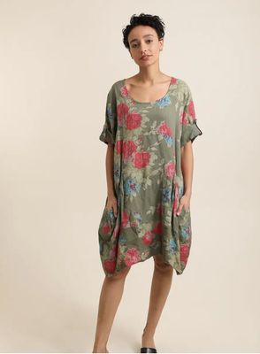 Floral Print Linen Dress