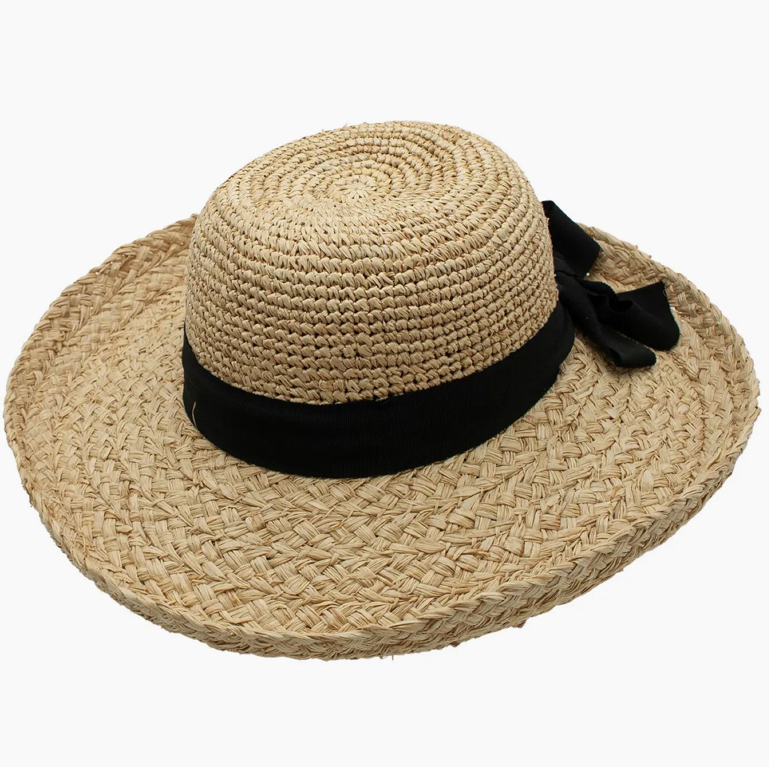 Cape Cod Raffia Straw Brim Ribbon Band Beach Sun Resort Hat