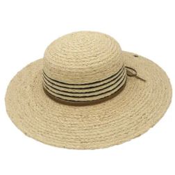 Maria Raffia Straw Band Round Wide Brim Beach Resort Hat