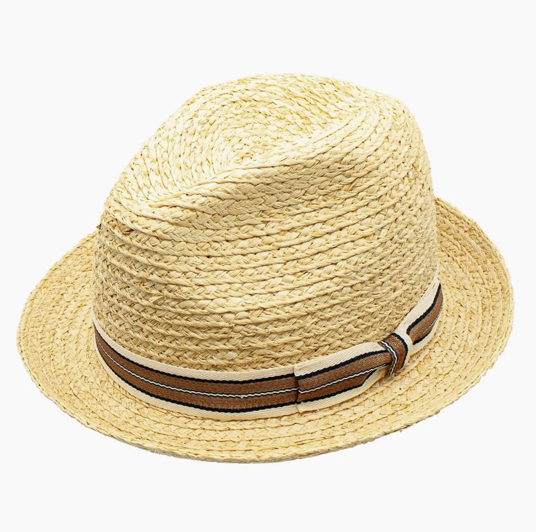 Chance Raffia Straw Ribbon Band Natural Fedora Hat
