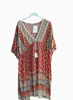 Pompom Print Short Dress