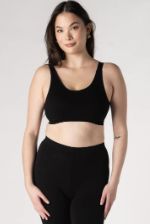 Ribbed Contour Bamboo Bralette, Colour: Black, Size: S