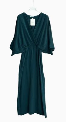 Empire Cotton Gauze Double-Breasted Long Dress