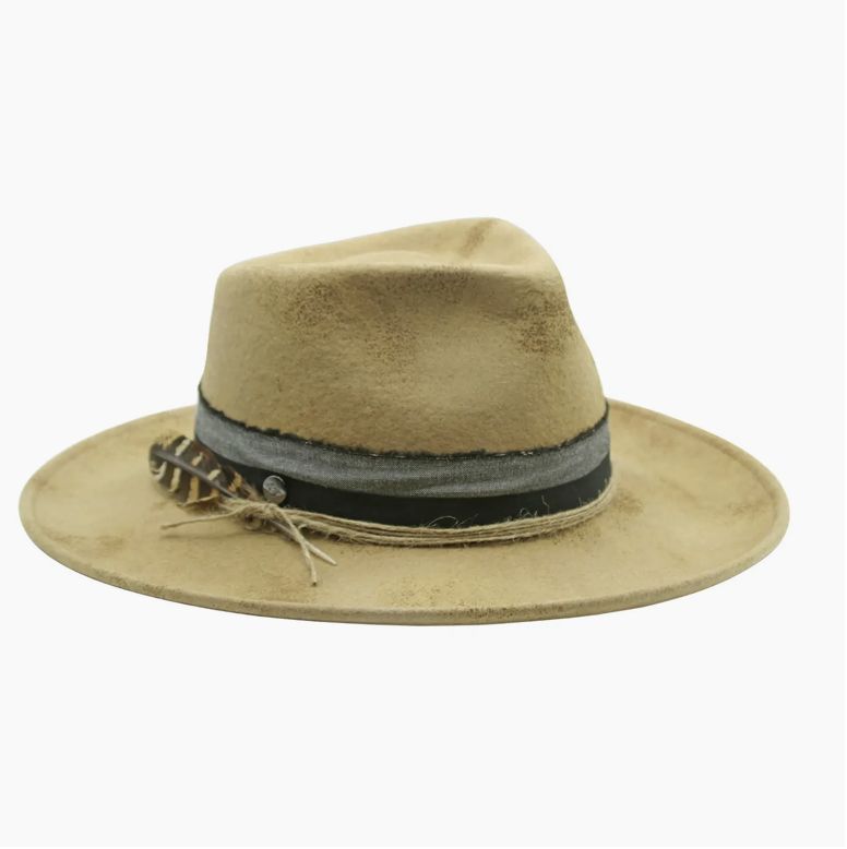 Ojai Wool Felt Denim Band Jute Cord Wide Brim Hat