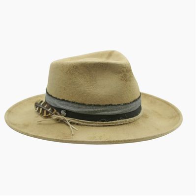 Ojai Wool Felt Denim Band Jute Cord Wide Brim Hat