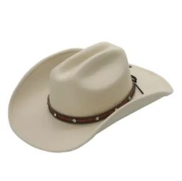 Yanin Ultra Felt Faux Leather Gems Western Drifter Hat