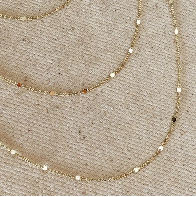 18KGF 1mm Curb Chain Pressed Details