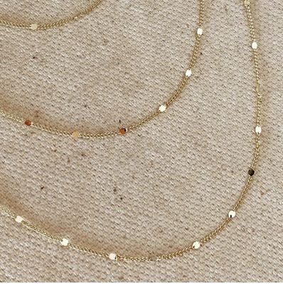 18KGF 1mm Curb Chain Pressed Details