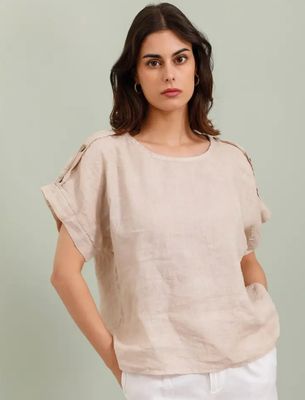 Linen T-Shirt w/Buttons