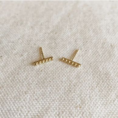 18KGF Beaded Bar Studs