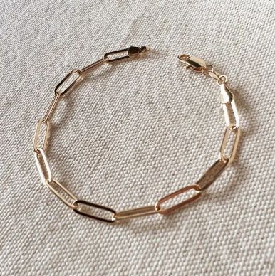 18KGF 14mm Classic Paperclip Bracelet