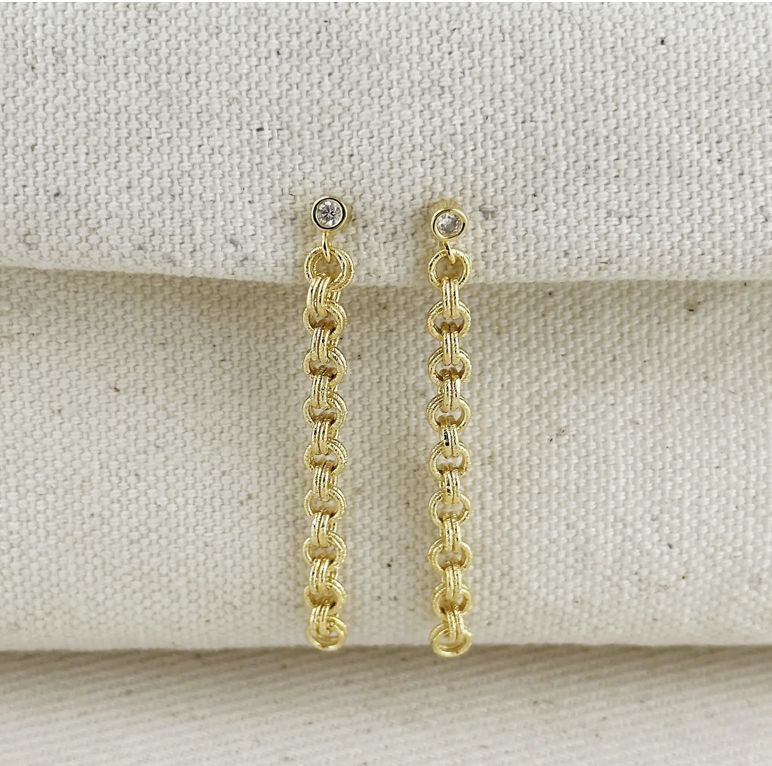 18KGF Double Rolo Chain Earrings