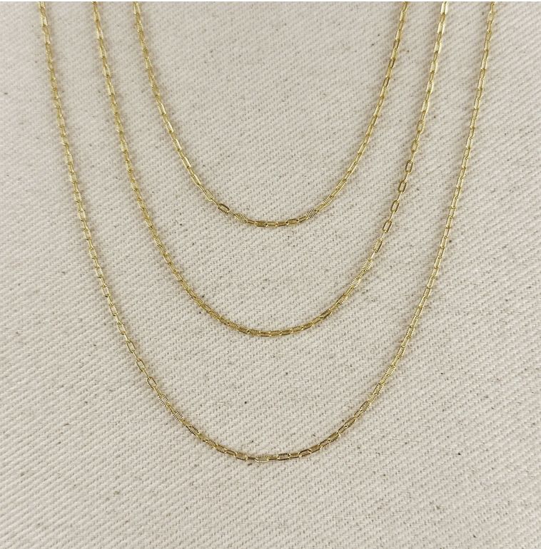 18KGF Mini Diamond Cut Paperclip Chain